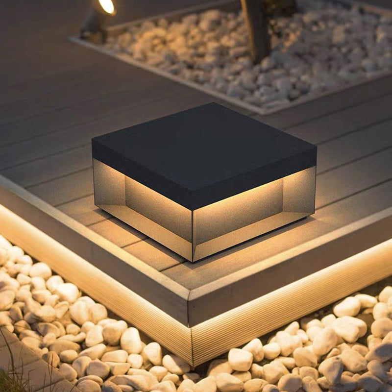 Modern Minimalist Stainless Steel Square LED Outdoor Light With Solar & Waterproof Features For Garden, Patio, Gate