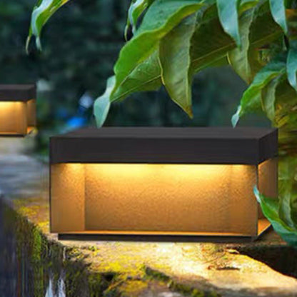 Modern Minimalist Stainless Steel Square LED Outdoor Light With Solar & Waterproof Features For Garden, Patio, Gate