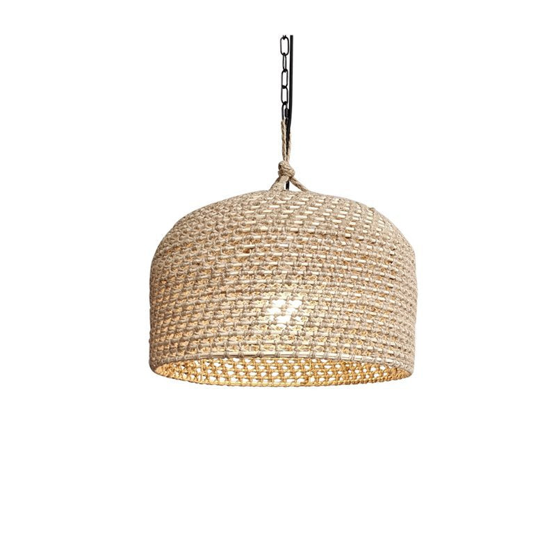 Traditional Japanese Rattan Round 1-Light Pendant Light For Bedroom, Living Room & Dining Room