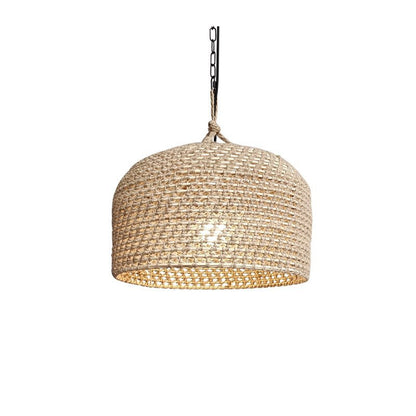 Traditional Japanese Rattan Round 1-Light Pendant Light For Bedroom, Living Room & Dining Room