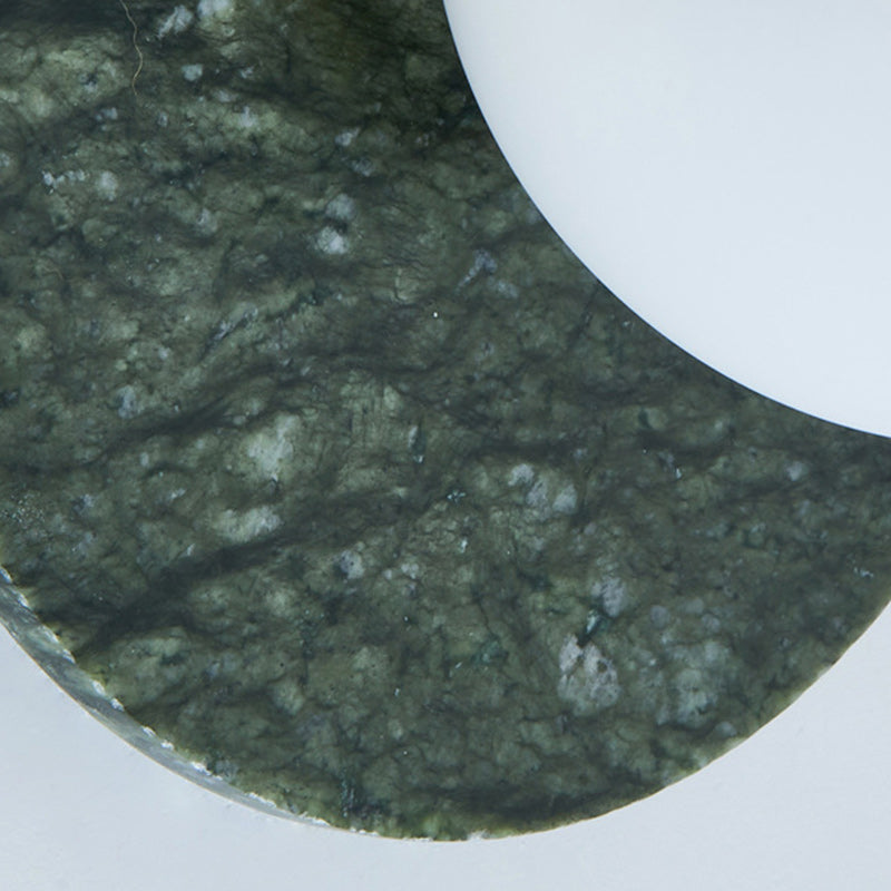 Contemporary Nordic Iron, Marble & Glass Round 1-Light Wall Sconce Lamp For Bedroom & Living Room
