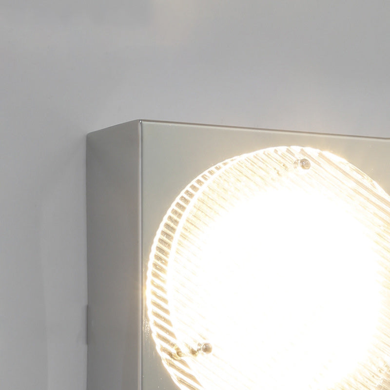 Modern Mid-Century Iron & Wood Square LED Wall Sconce Lamp For Bedroom & Living Room