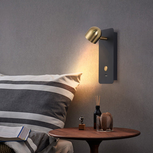 Contemporary Nordic Iron & Aluminum Round Rectangular LED Wall Sconce Lamp For Bedroom & Living Room