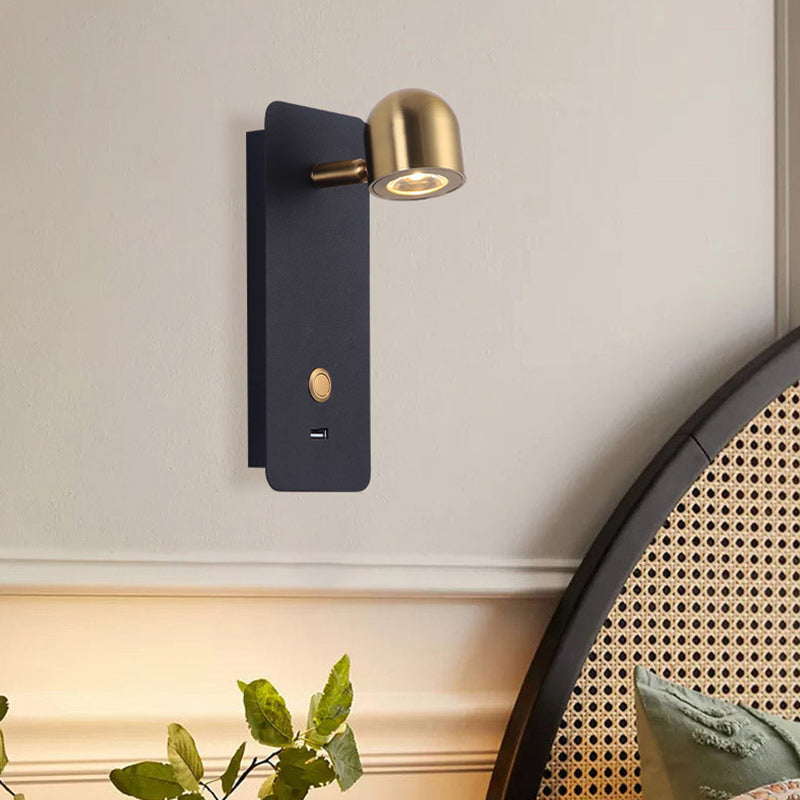 Contemporary Nordic Iron & Aluminum Round Rectangular LED Wall Sconce Lamp For Bedroom & Living Room