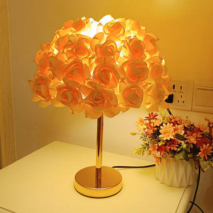 Modern Art Deco Metal & PVC Rose-Shaped 1-Light Table Lamp For Bedroom & Living Room