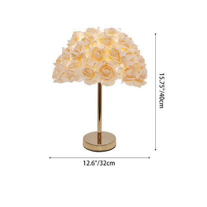 Modern Art Deco Metal & PVC Rose-Shaped 1-Light Table Lamp For Bedroom & Living Room