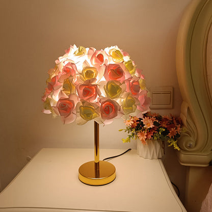 Modern Art Deco Metal & PVC Rose-Shaped 1-Light Table Lamp For Bedroom & Living Room