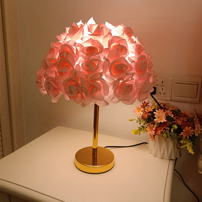 Modern Art Deco Metal & PVC Rose-Shaped 1-Light Table Lamp For Bedroom & Living Room