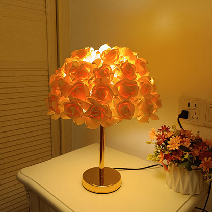 Modern Art Deco Metal & PVC Rose-Shaped 1-Light Table Lamp For Bedroom & Living Room