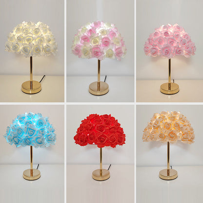 Modern Art Deco Metal & PVC Rose-Shaped 1-Light Table Lamp For Bedroom & Living Room