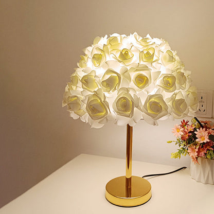 Modern Art Deco Metal & PVC Rose-Shaped 1-Light Table Lamp For Bedroom & Living Room