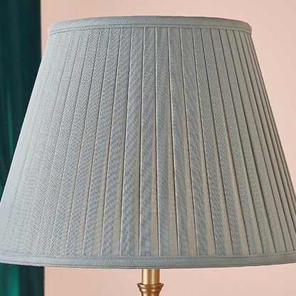 Traditional Rustic Brass Fabric Round 1-Light Table Lamp For Bedroom & Living Room