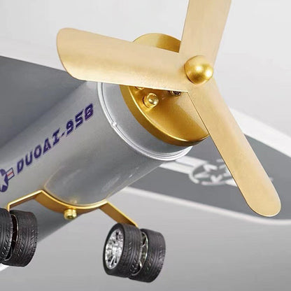 Contemporary Creative Metal & Acrylic Airplane Shape LED Semi-Flush Mount Ceiling Light For Kids Bedroom & Living Room