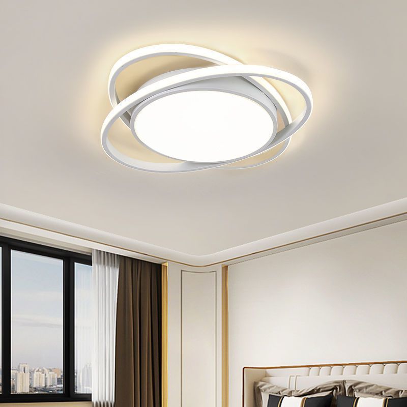 Modern Minimalist Iron Acrylic Round LED Flush Mount Ceiling Light For Bedroom & Living Room
