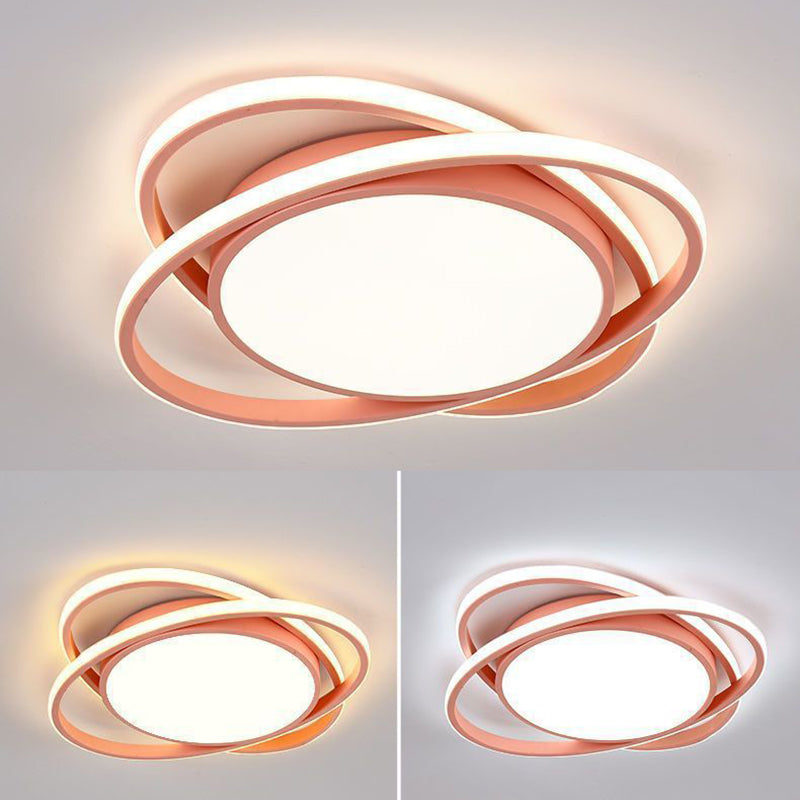 Modern Minimalist Iron Acrylic Round LED Flush Mount Ceiling Light For Bedroom & Living Room