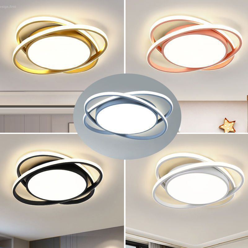 Modern Minimalist Iron Acrylic Round LED Flush Mount Ceiling Light For Bedroom & Living Room