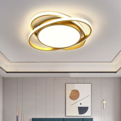Modern Minimalist Iron Acrylic Round LED Flush Mount Ceiling Light For Bedroom & Living Room