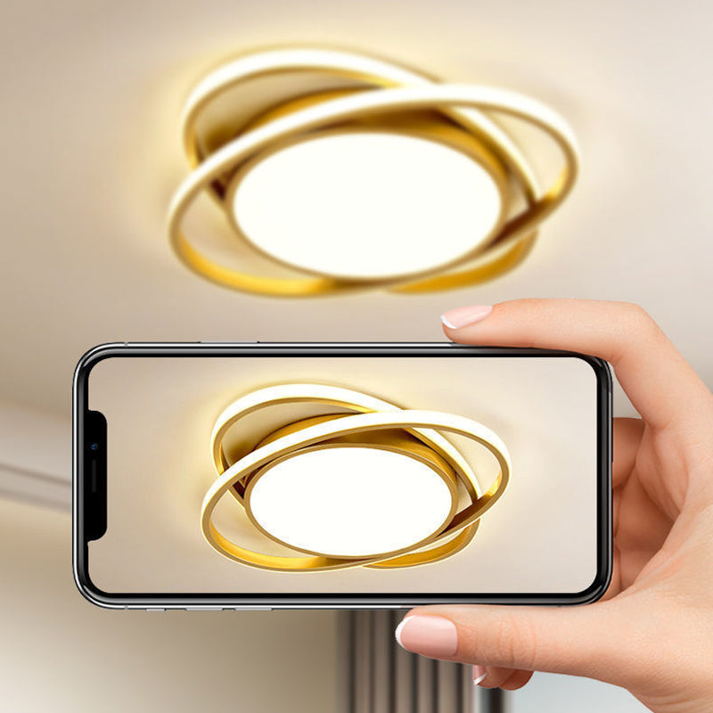 Modern Minimalist Iron Acrylic Round LED Flush Mount Ceiling Light For Bedroom & Living Room