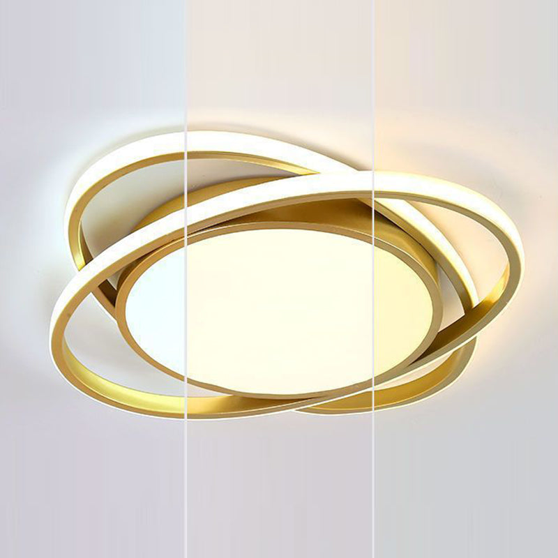 Modern Minimalist Iron Acrylic Round LED Flush Mount Ceiling Light For Bedroom & Living Room