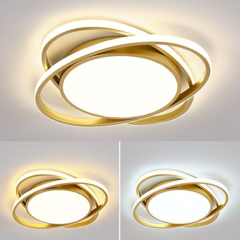 Modern Minimalist Iron Acrylic Round LED Flush Mount Ceiling Light For Bedroom & Living Room