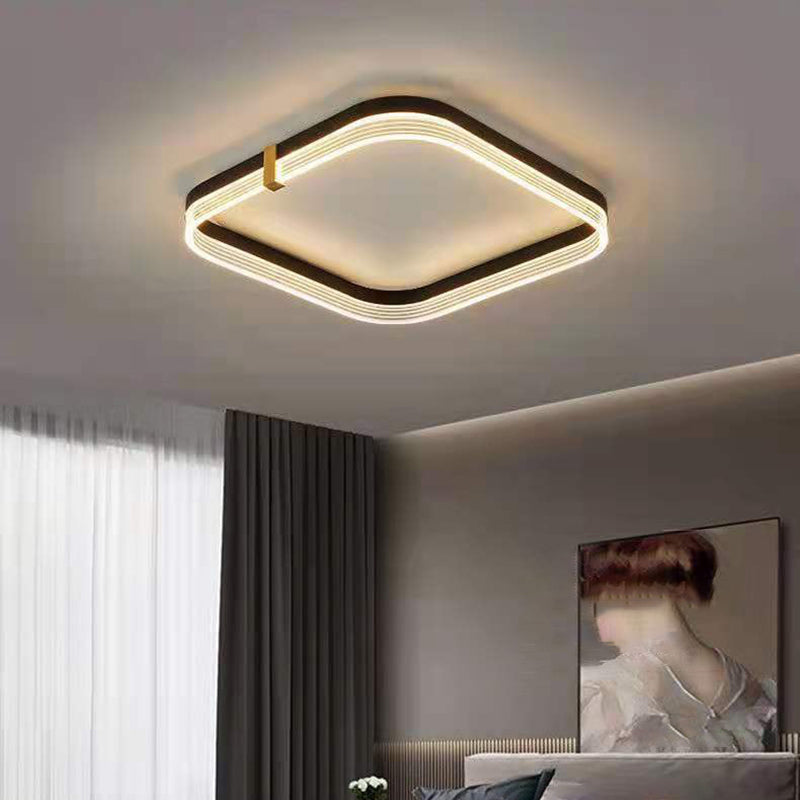 مصباح سقف LED هندسي فاخر من الألومنيوم والأكريليك بتصميم عصري لغرفة النوم وغرفة المعيشة