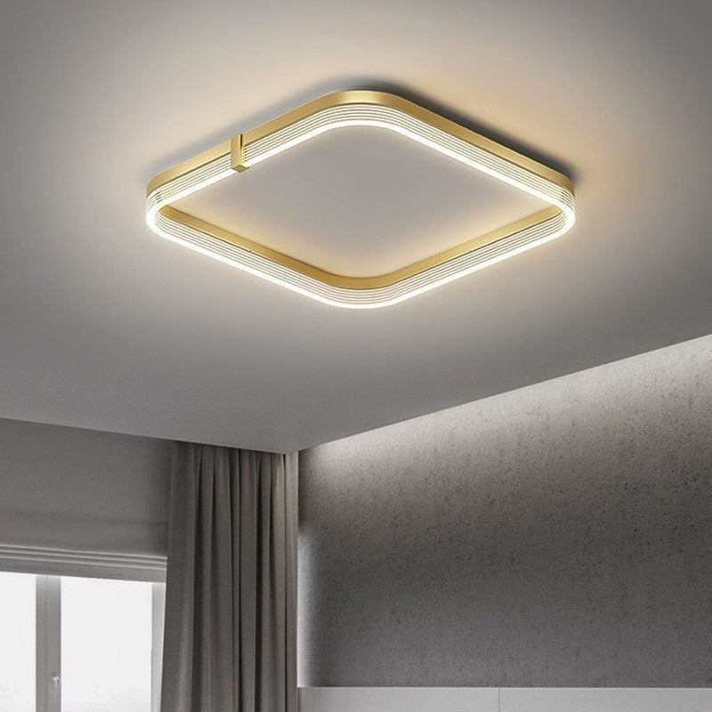مصباح سقف LED هندسي فاخر من الألومنيوم والأكريليك بتصميم عصري لغرفة النوم وغرفة المعيشة