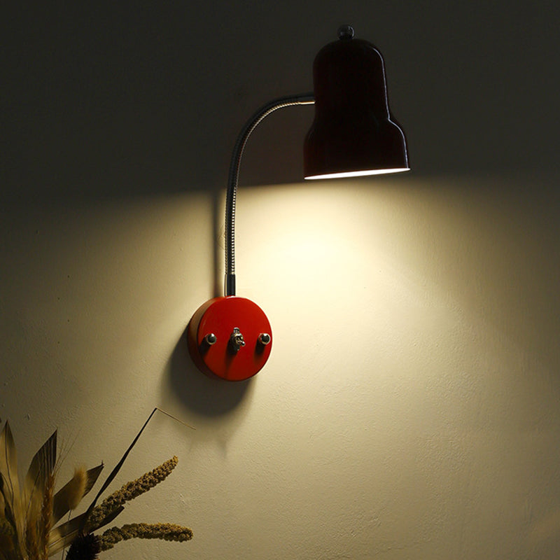 Contemporary Nordic Iron Trumpet-Shaped Round 1-Light Wall Sconce Lamp For Bedroom & Living Room