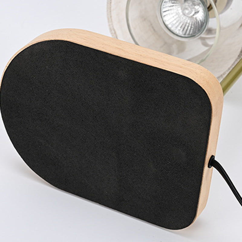 Modern Minimalist Metal, Wood & Fabric Round Oval 1-Light Melting Wax Table Lamp For Bedroom & Living Room