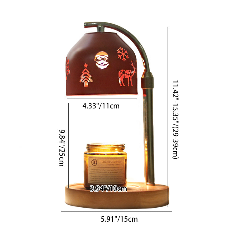 Contemporary Nordic Christmas Iron & Wood Round 1-Light Melting Wax Table Lamp With Adjustable Height For Bedroom & Living Room