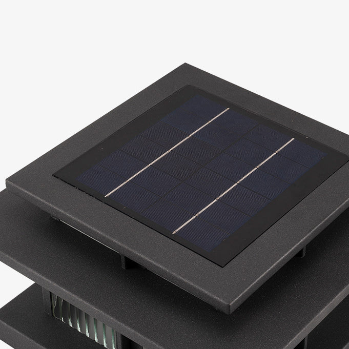 Modern Minimalist Stainless Steel & Glass Square LED Outdoor Light With Solar & Waterproof Design For Courtyard, Balcony & Entryway