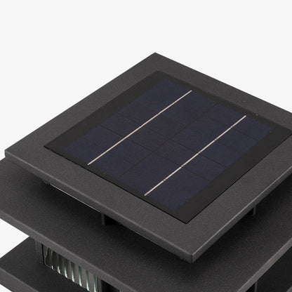 Modern Minimalist Stainless Steel & Glass Square LED Outdoor Light With Solar & Waterproof Design For Courtyard, Balcony & Entryway