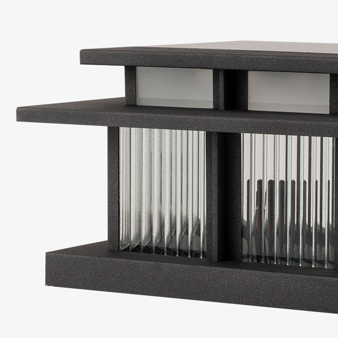 Modern Minimalist Stainless Steel & Glass Square LED Outdoor Light With Solar & Waterproof Design For Courtyard, Balcony & Entryway