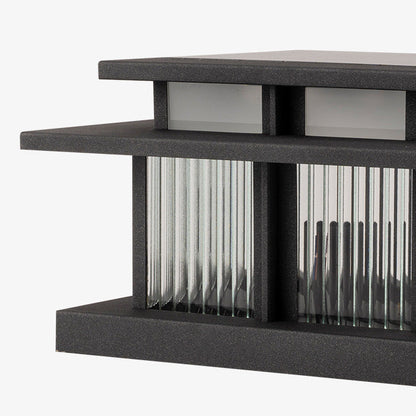 Modern Minimalist Stainless Steel & Glass Square LED Outdoor Light With Solar & Waterproof Design For Courtyard, Balcony & Entryway