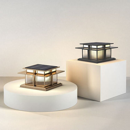 Modern Minimalist Stainless Steel & Glass Square LED Outdoor Light With Solar & Waterproof Design For Courtyard, Balcony & Entryway