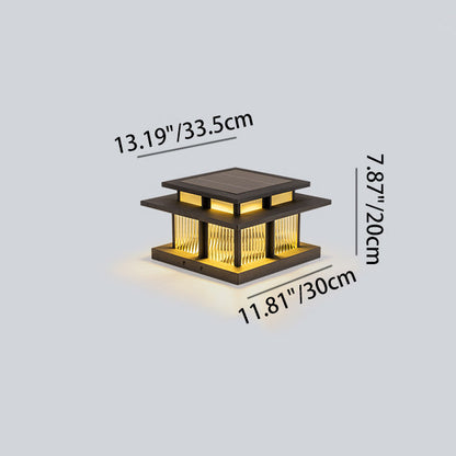 Modern Minimalist Stainless Steel & Glass Square LED Outdoor Light With Solar & Waterproof Design For Courtyard, Balcony & Entryway