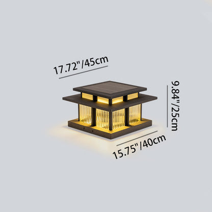 Modern Minimalist Stainless Steel & Glass Square LED Outdoor Light With Solar & Waterproof Design For Courtyard, Balcony & Entryway