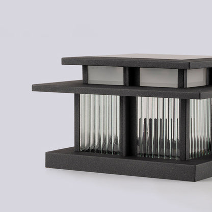 Modern Minimalist Stainless Steel & Glass Square LED Outdoor Light With Solar & Waterproof Design For Courtyard, Balcony & Entryway