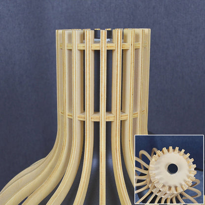 Traditional Japanese Wood & Iron Round 1-Light Melting Wax Table Lamp For Bedroom & Living Room