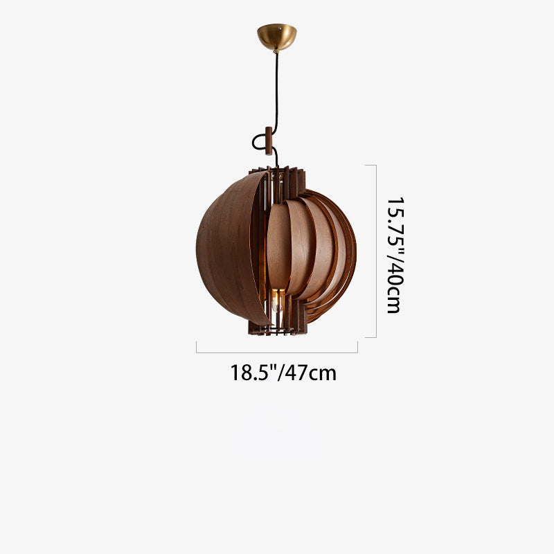 Traditional French Wood & Metal Globe 1-Light Pendant Light With Adjustable Cord For Bedroom, Dining Room & Living Room