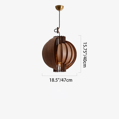Traditional French Wood & Metal Globe 1-Light Pendant Light With Adjustable Cord For Bedroom, Dining Room & Living Room