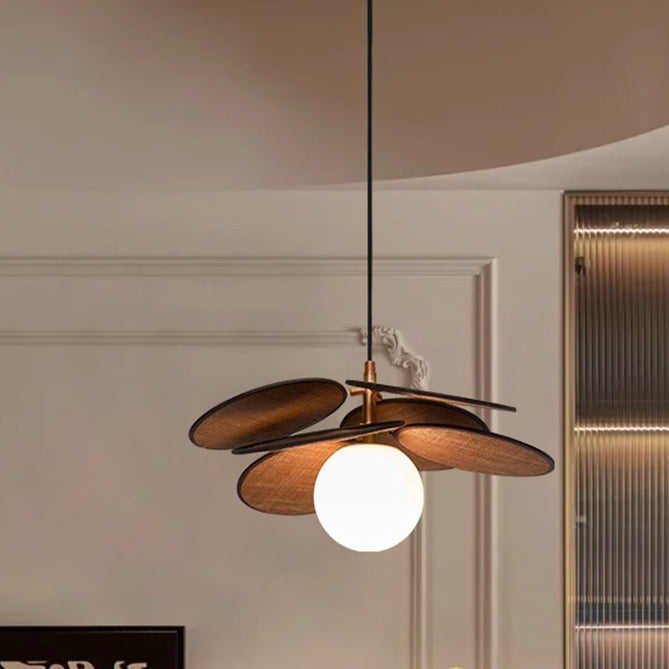 Traditional Vintage Raffia & Glass Oval Globe 1/3-Light Chandelier For Bedroom, Dining Room & Living Room