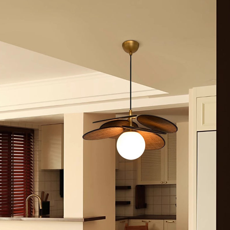 Traditional Vintage Raffia & Glass Oval Globe 1/3-Light Chandelier For Bedroom, Dining Room & Living Room
