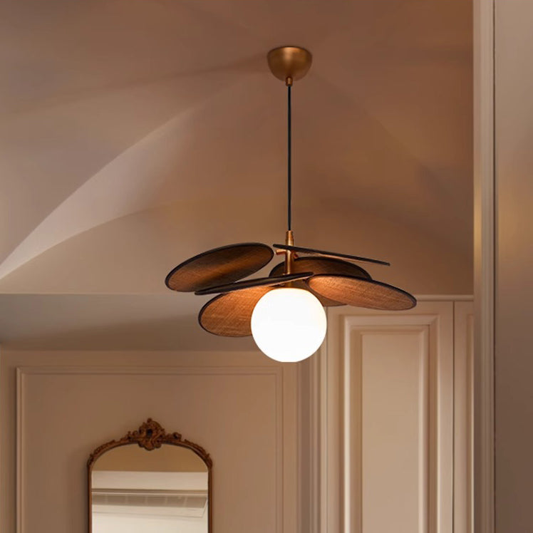 Traditional Vintage Raffia & Glass Oval Globe 1/3-Light Chandelier For Bedroom, Dining Room & Living Room