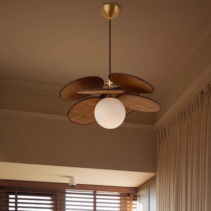 Traditional Vintage Raffia & Glass Oval Globe 1/3-Light Chandelier For Bedroom, Dining Room & Living Room