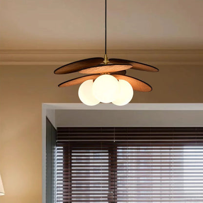 Traditional Vintage Raffia & Glass Oval Globe 1/3-Light Chandelier For Bedroom, Dining Room & Living Room