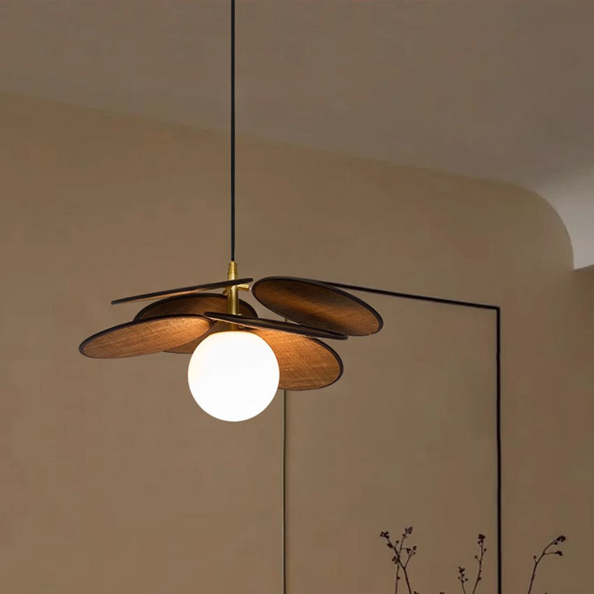 Traditional Vintage Raffia & Glass Oval Globe 1/3-Light Chandelier For Bedroom, Dining Room & Living Room