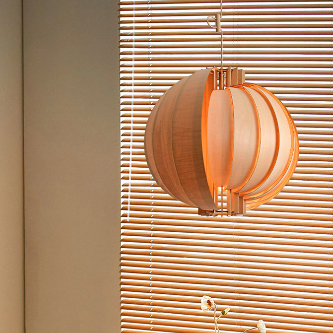 Traditional French Wood & Metal Globe 1-Light Pendant Light With Adjustable Cord For Bedroom, Dining Room & Living Room