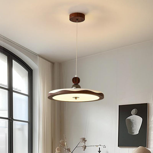 Traditional Vintage Iron Acrylic Crown Round LED Pendant Light For Bedroom & Living Room