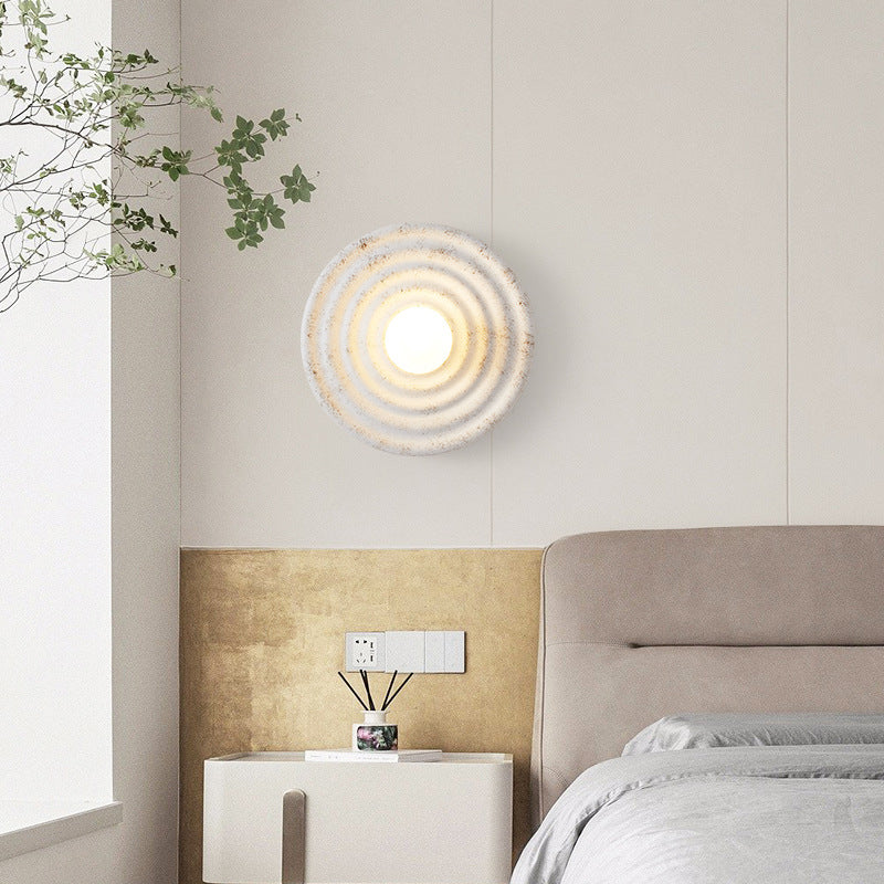 Contemporary Nordic Resin Glass Round 1-Light Wall Sconce Lamp For Bedroom & Living Room