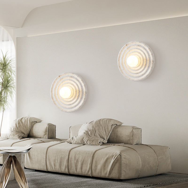 Contemporary Nordic Resin Glass Round 1-Light Wall Sconce Lamp For Bedroom & Living Room